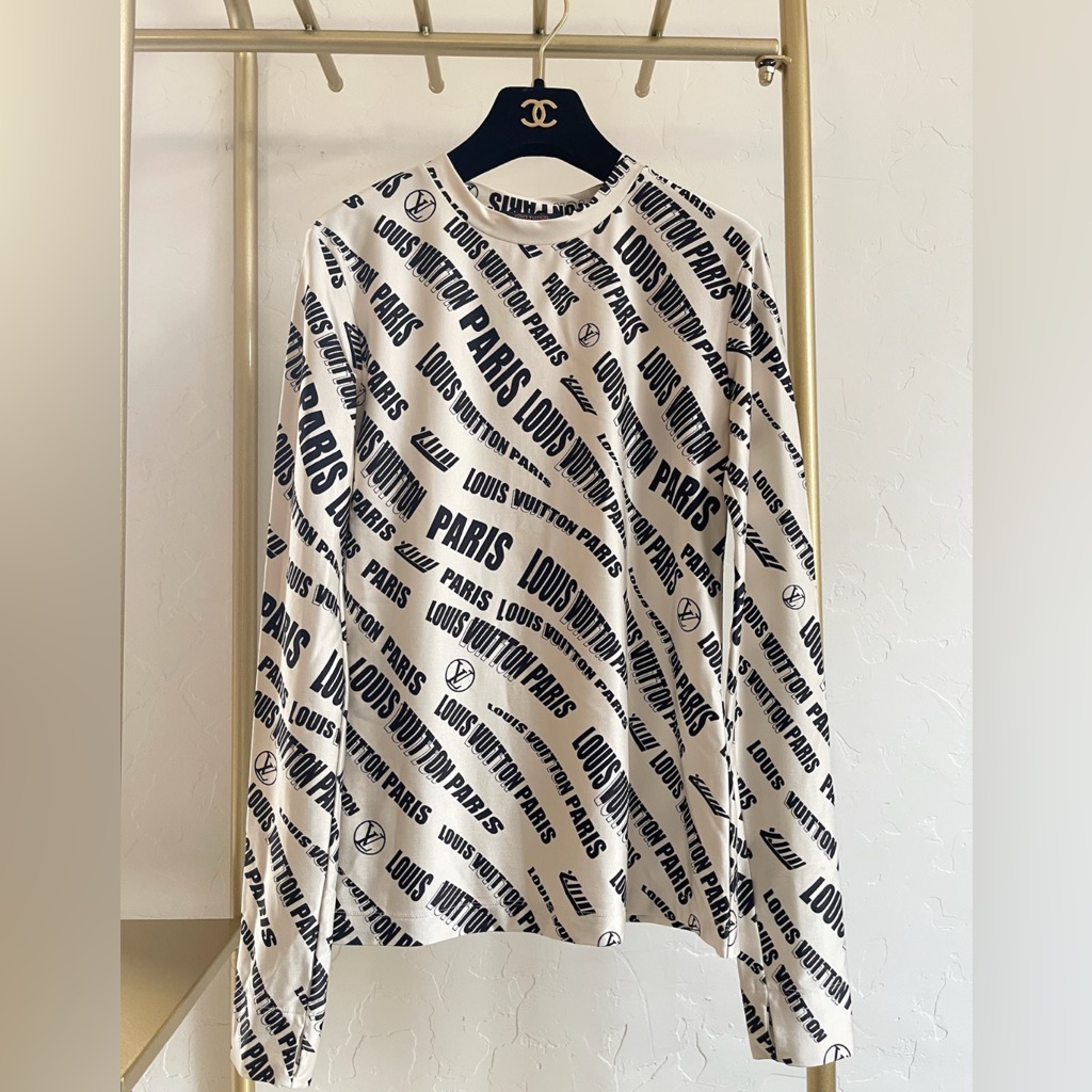 Steal Authentic Louis Vuitton Monogram Long Sleeve Shirt In White And Black
